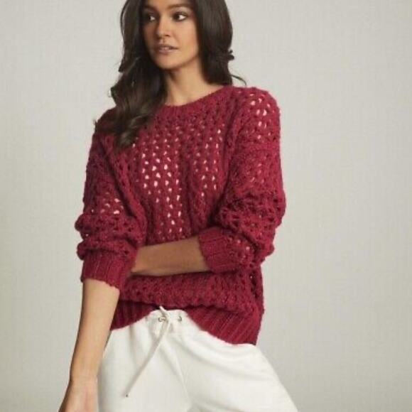 REISS Natalie open-knit wool-blend jumper sweater sz M - Picture 1 of 9
